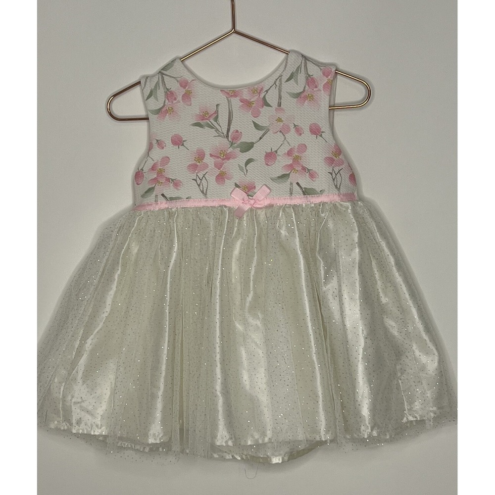 Toddler Girl's Pink Floral And Silver Sparkling Tulle Size 2 Nanette Kids